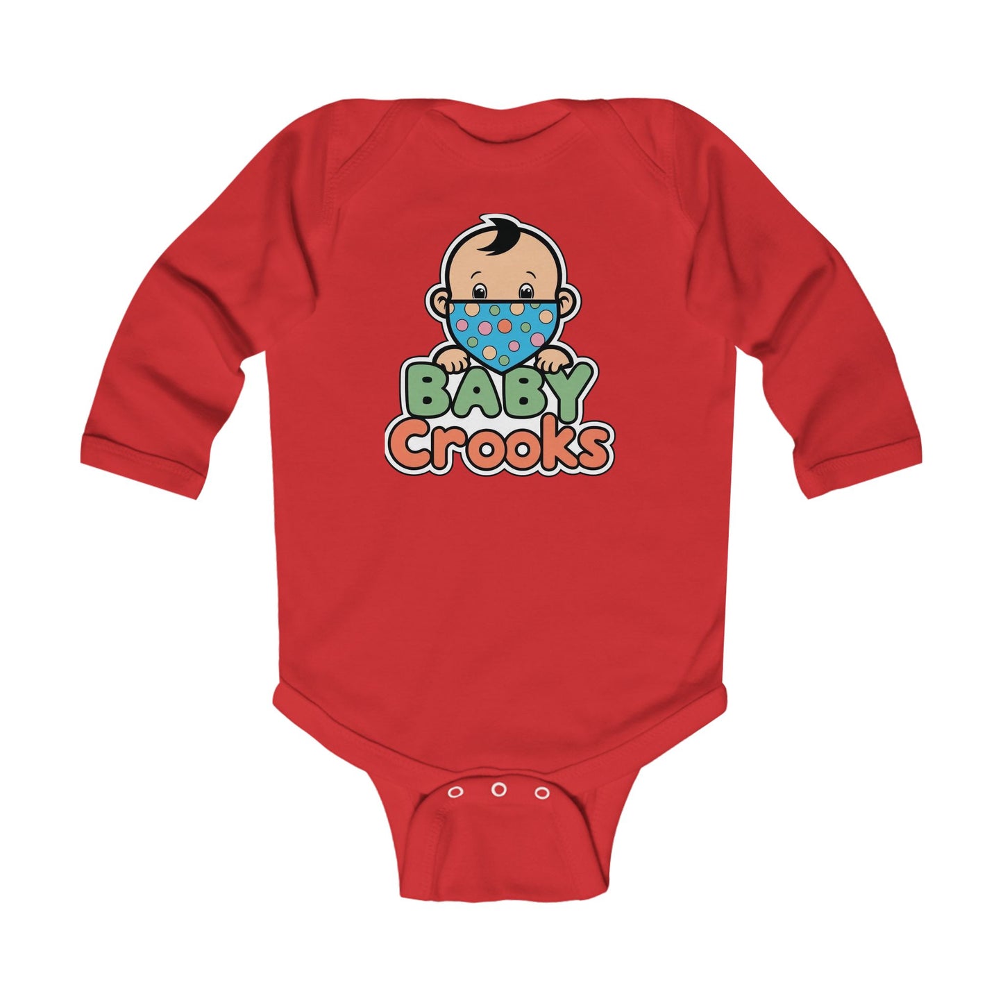 Baby Bodysuit — Cute "Baby Crooks" Cartoon Infant Long-Sleeve Onesie