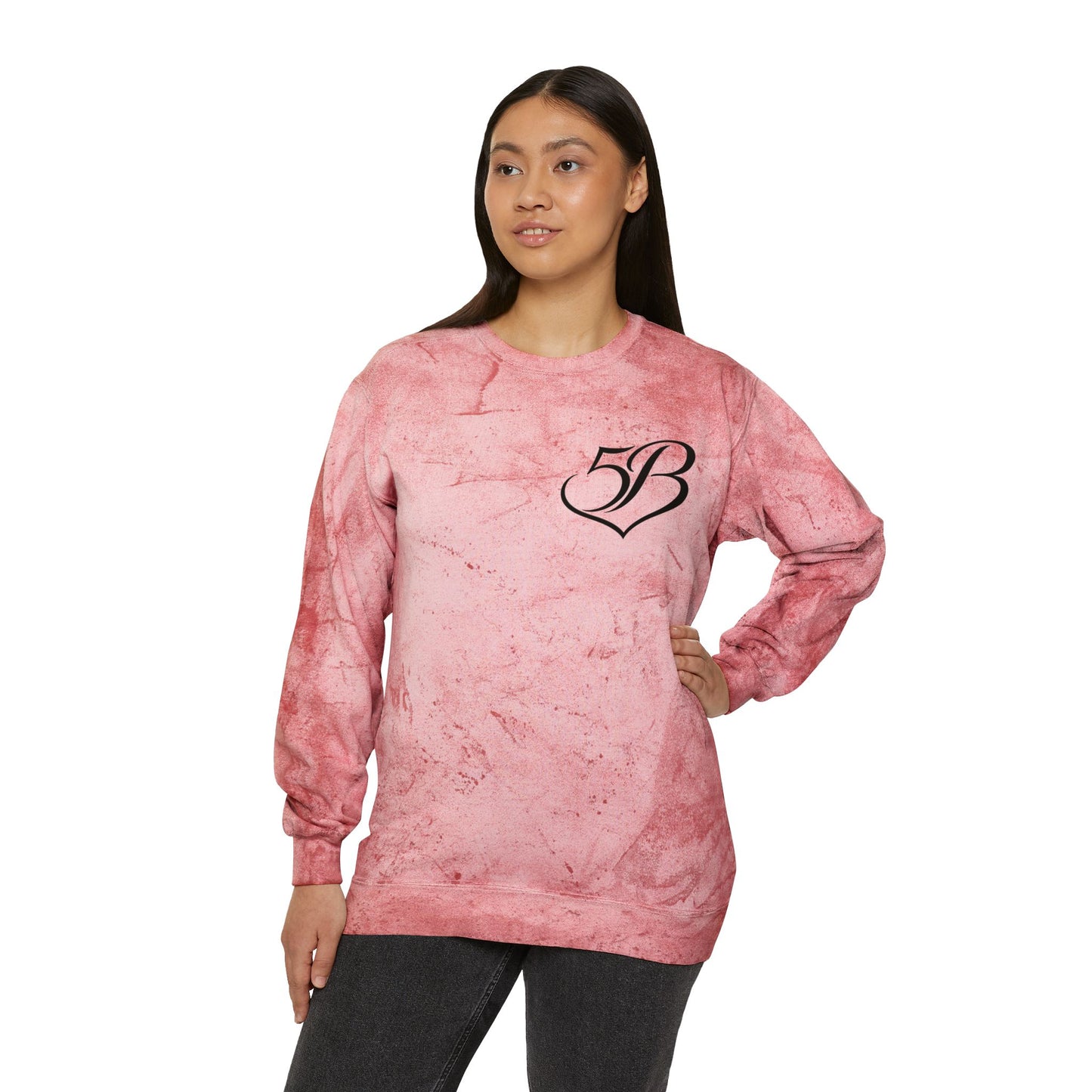 Tie-Dye Crewneck Sweatshirt with Script 'B' Logo — Yellow Color Blast