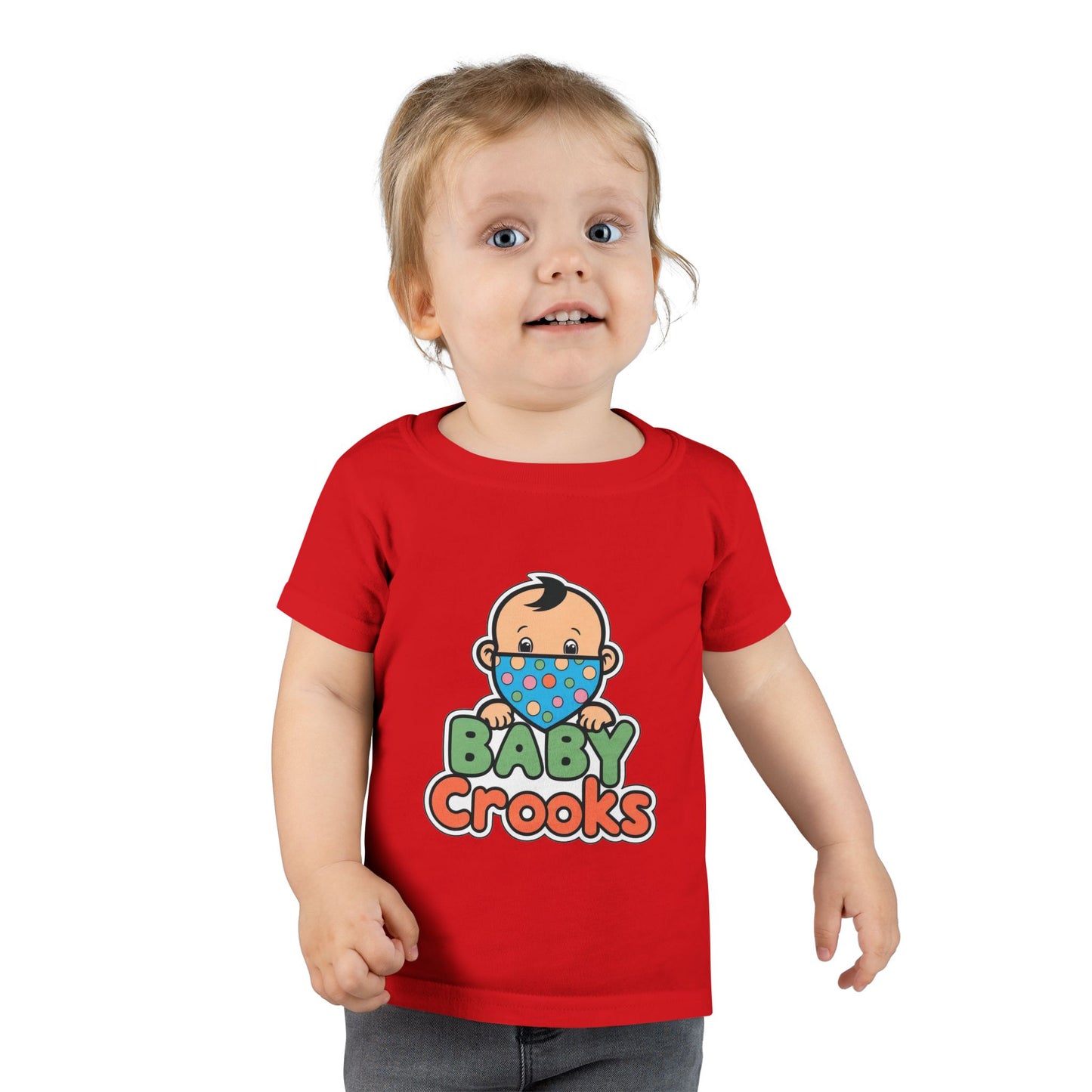 Toddler T-Shirt — "Baby Crooks" Cute Masked Baby Graphic Tee for Kids