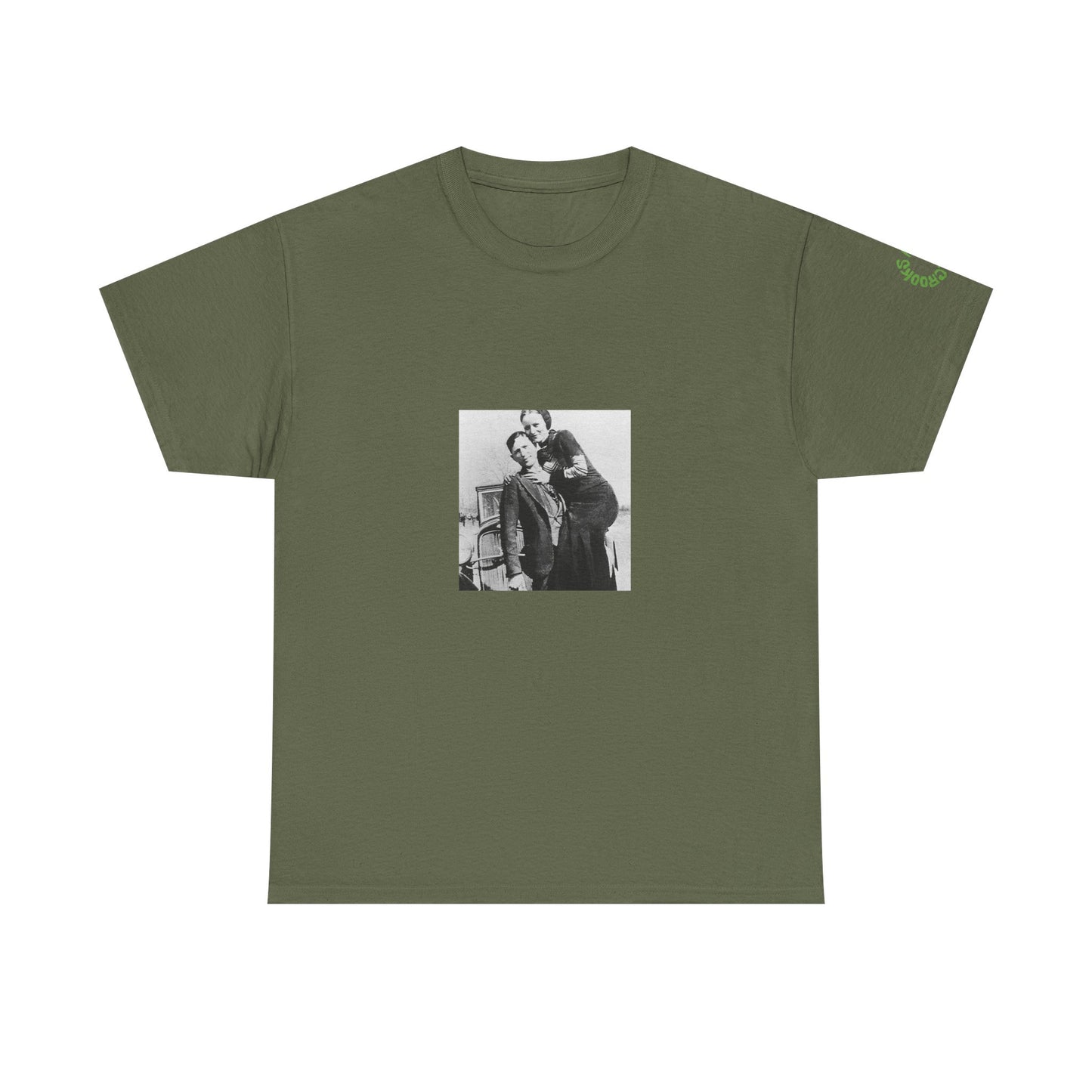 Bonnie and Clyde T-shirt featuring a bold design inspired by the infamous outlaw duo