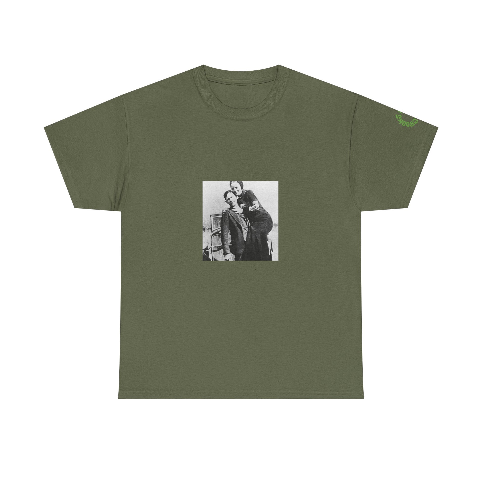 Bonnie and Clyde T-shirt featuring a bold design inspired by the infamous outlaw duo