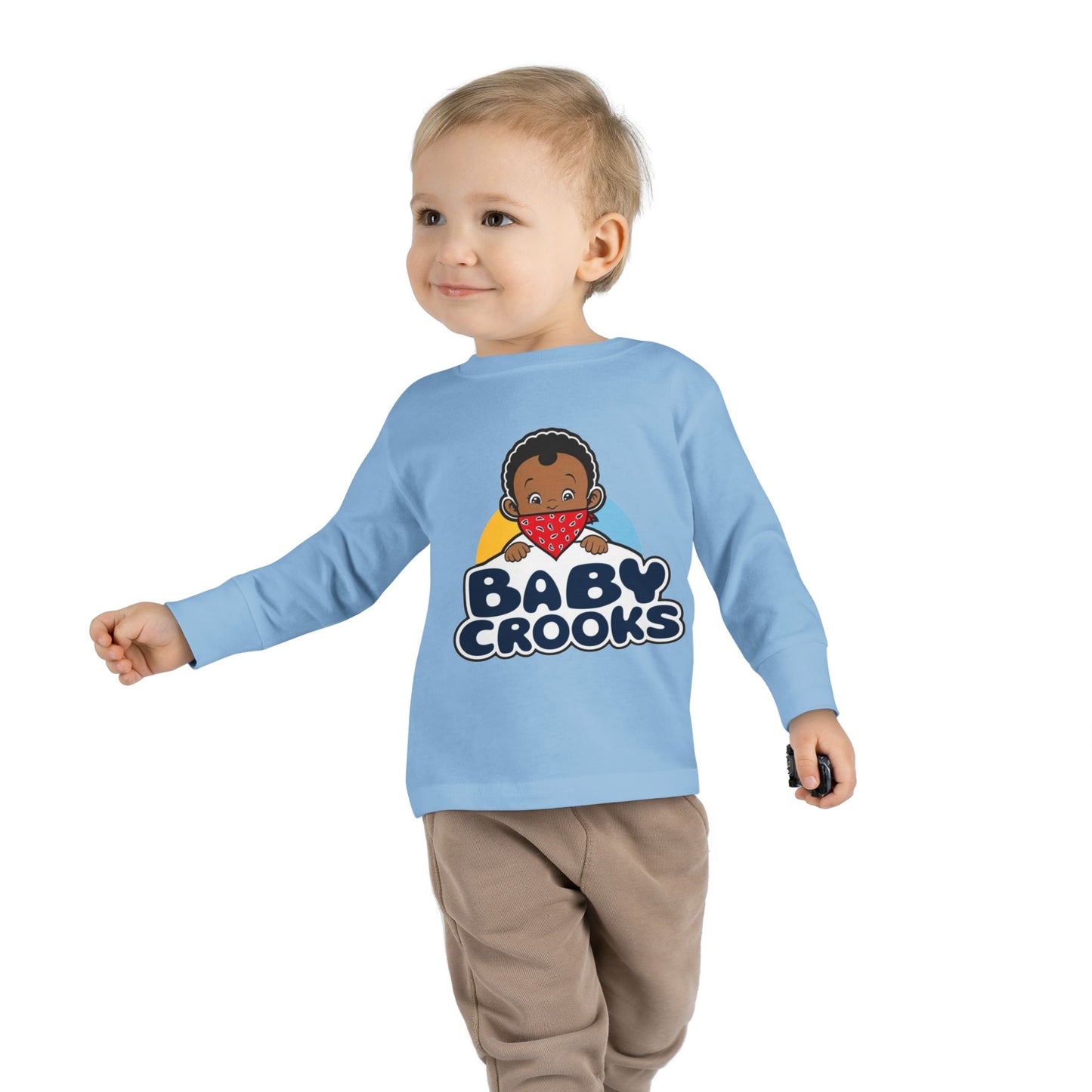 Baby Crooks Toddler Long Sleeve Tee — Cute Bandana Baby Graphic Shirt for Toddlers