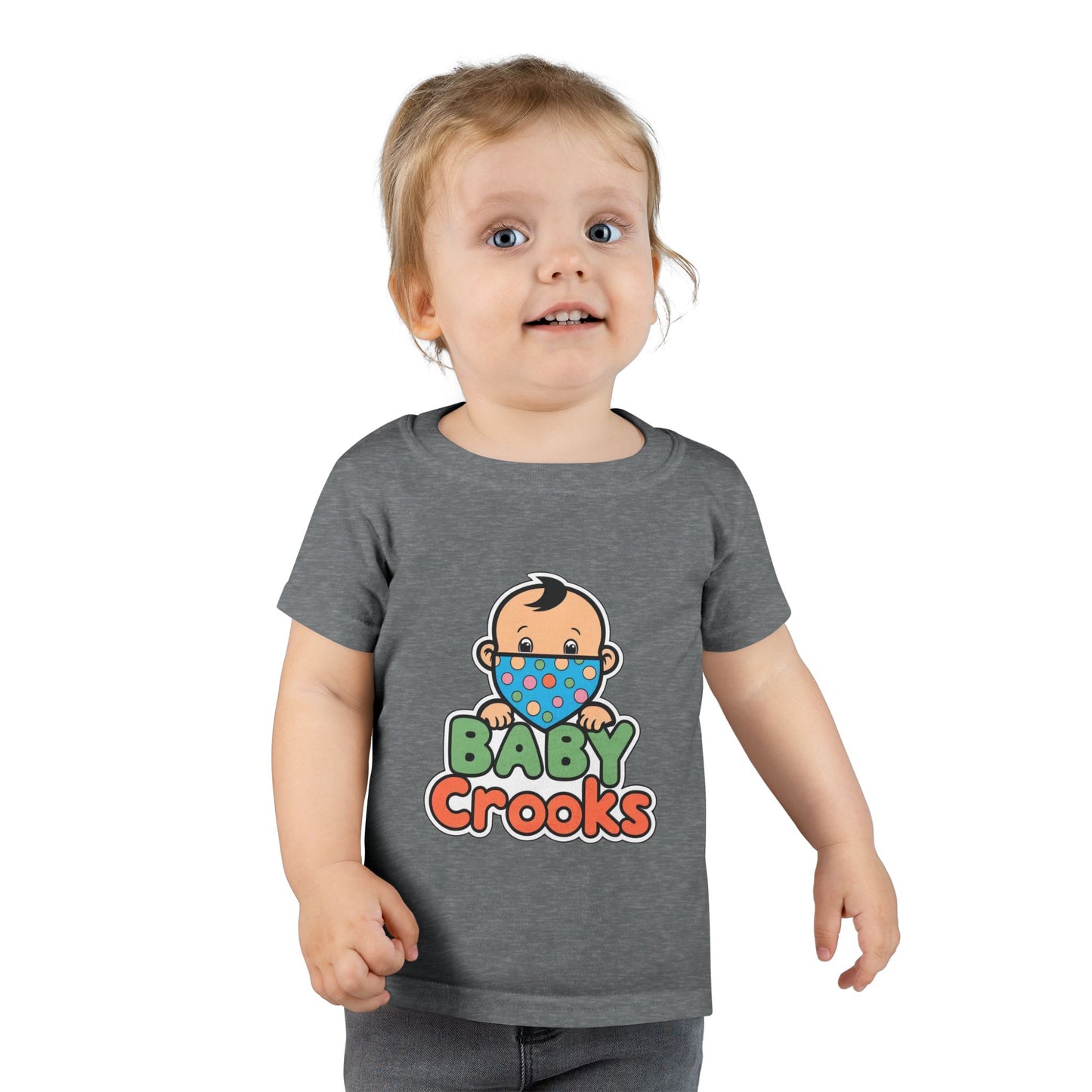 Toddler T-Shirt — "Baby Crooks" Cute Masked Baby Graphic Tee for Kids
