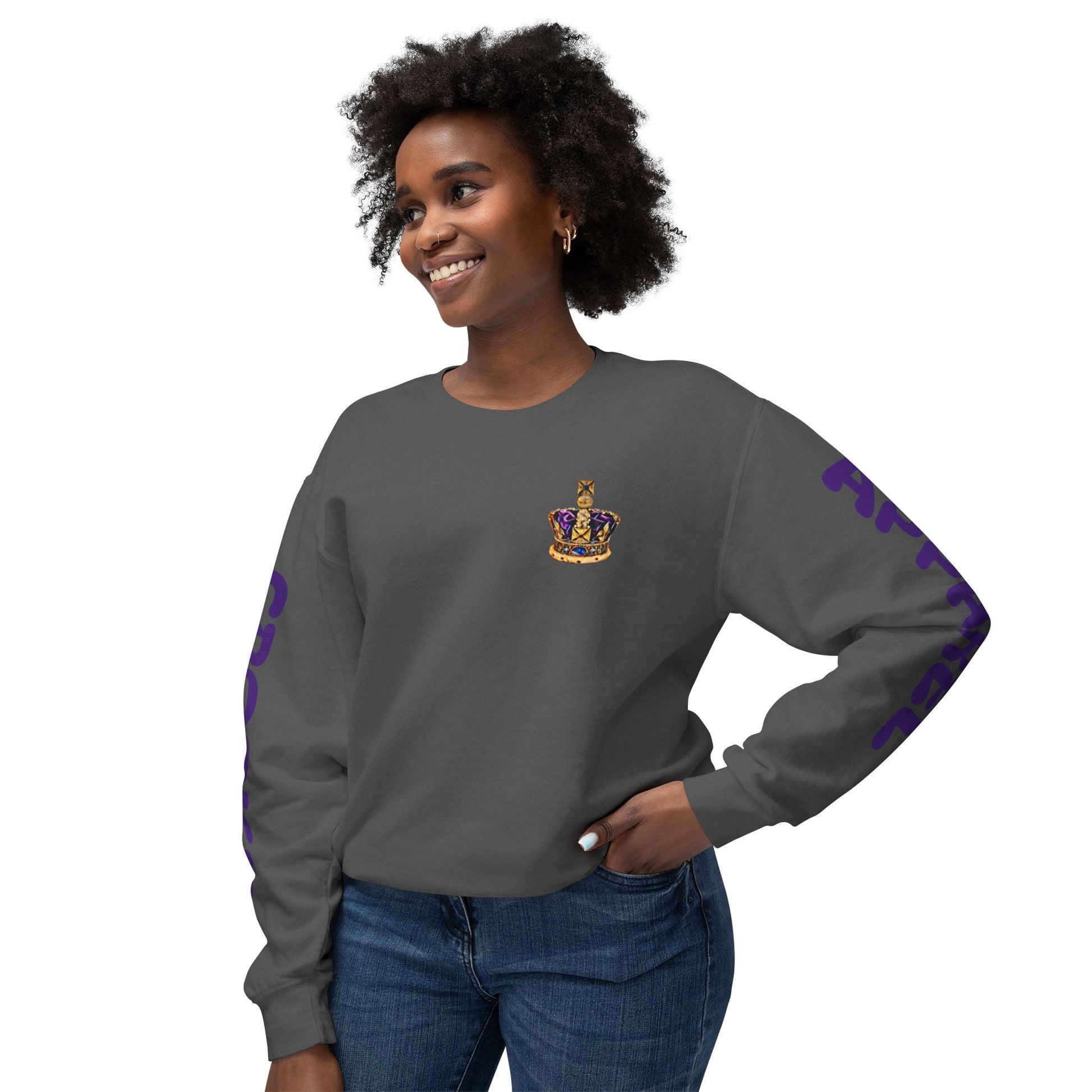 Cozy crewneck with unique graphics, perfect for a casual yet edgy look.