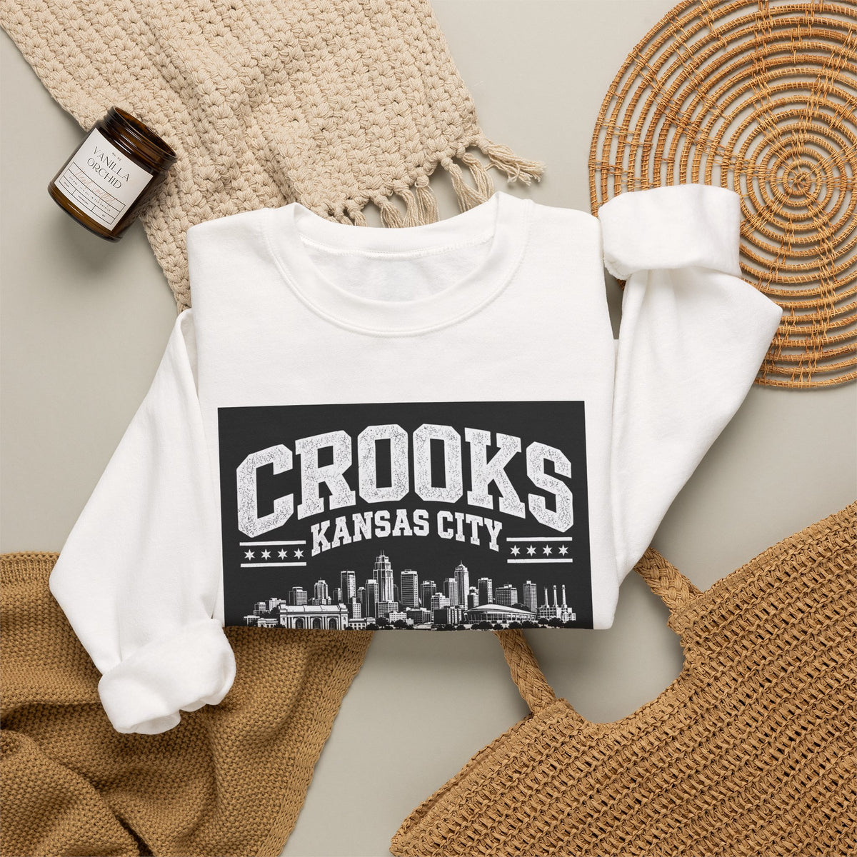 Crooks Kansas City Skyline Crewneck Sweatshirt — Retro Cityscape Pullover