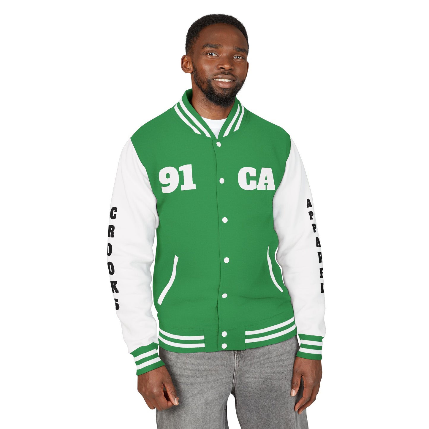 Unisex Heavyweight Letterman Jacket with Crown Design