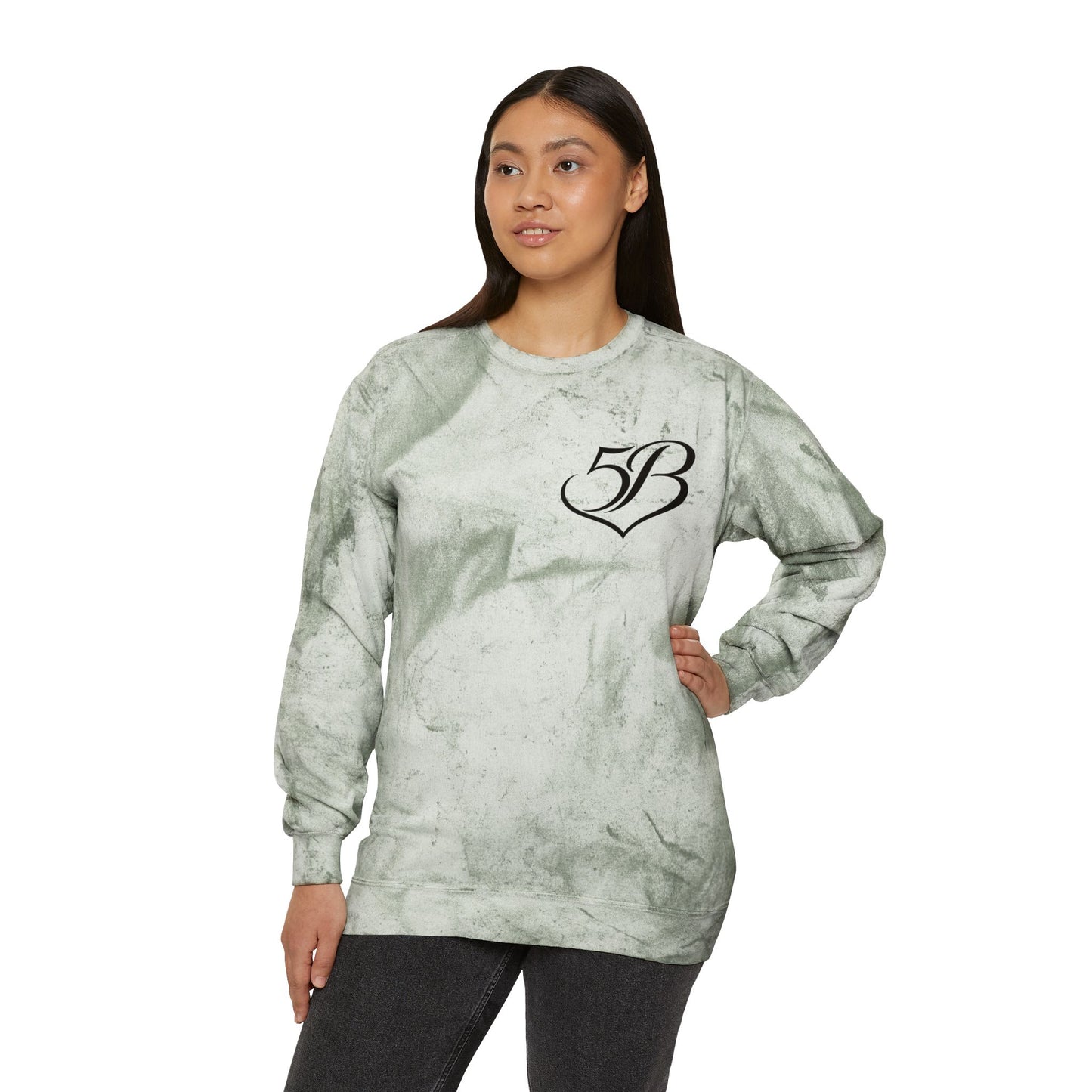 Tie-Dye Crewneck Sweatshirt with Script 'B' Logo — Yellow Color Blast