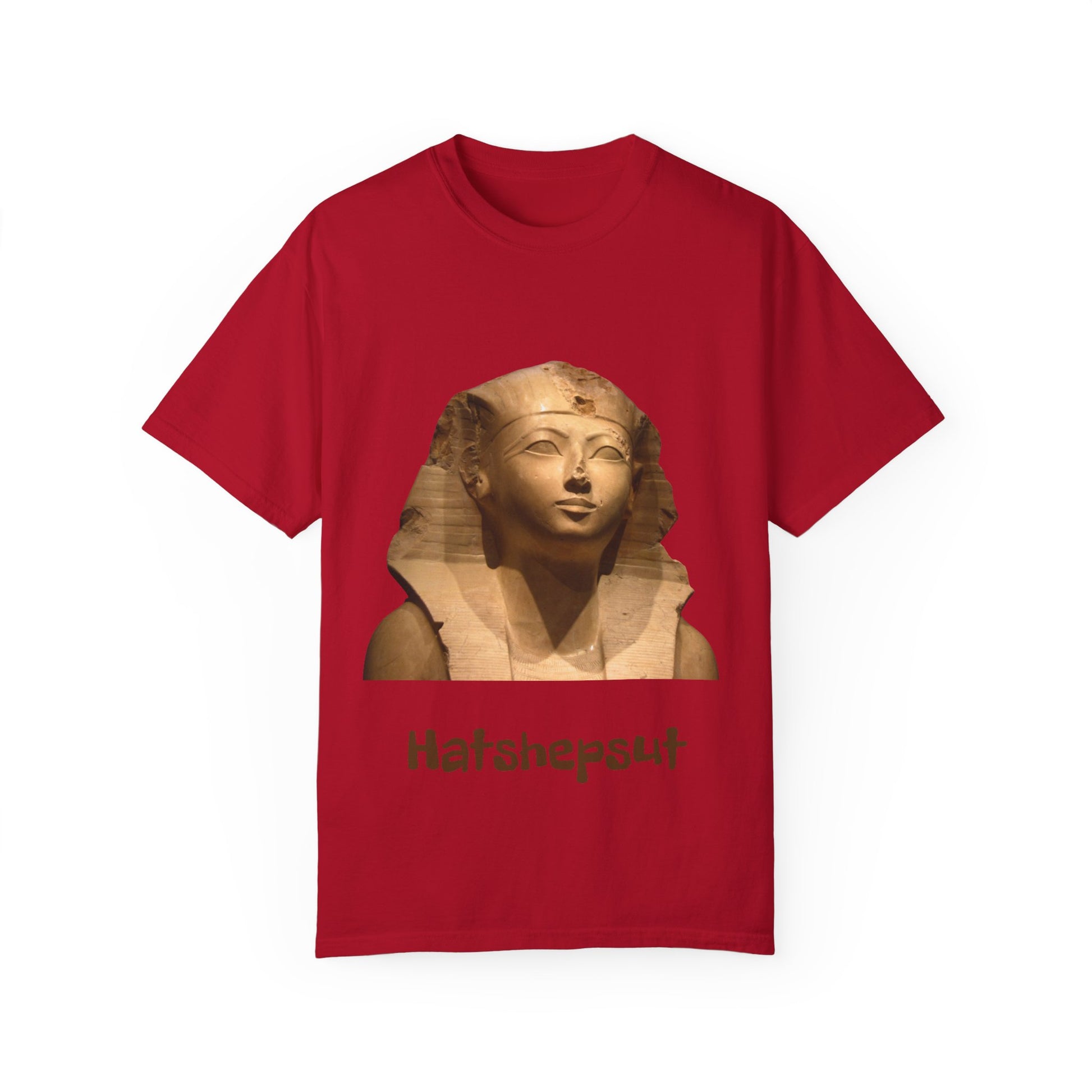 Hatshepsut T-shirt, honoring the powerful female pharaoh with regal design