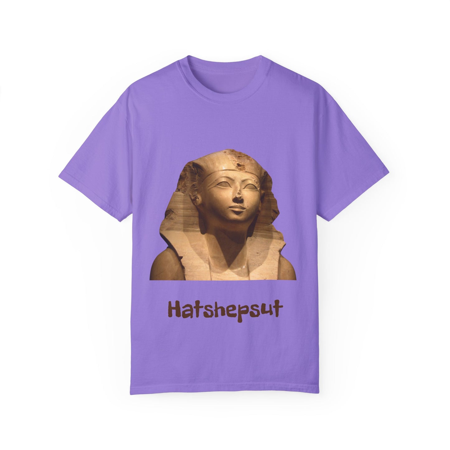 Hatshepsut T-shirt, honoring the powerful female pharaoh with regal design