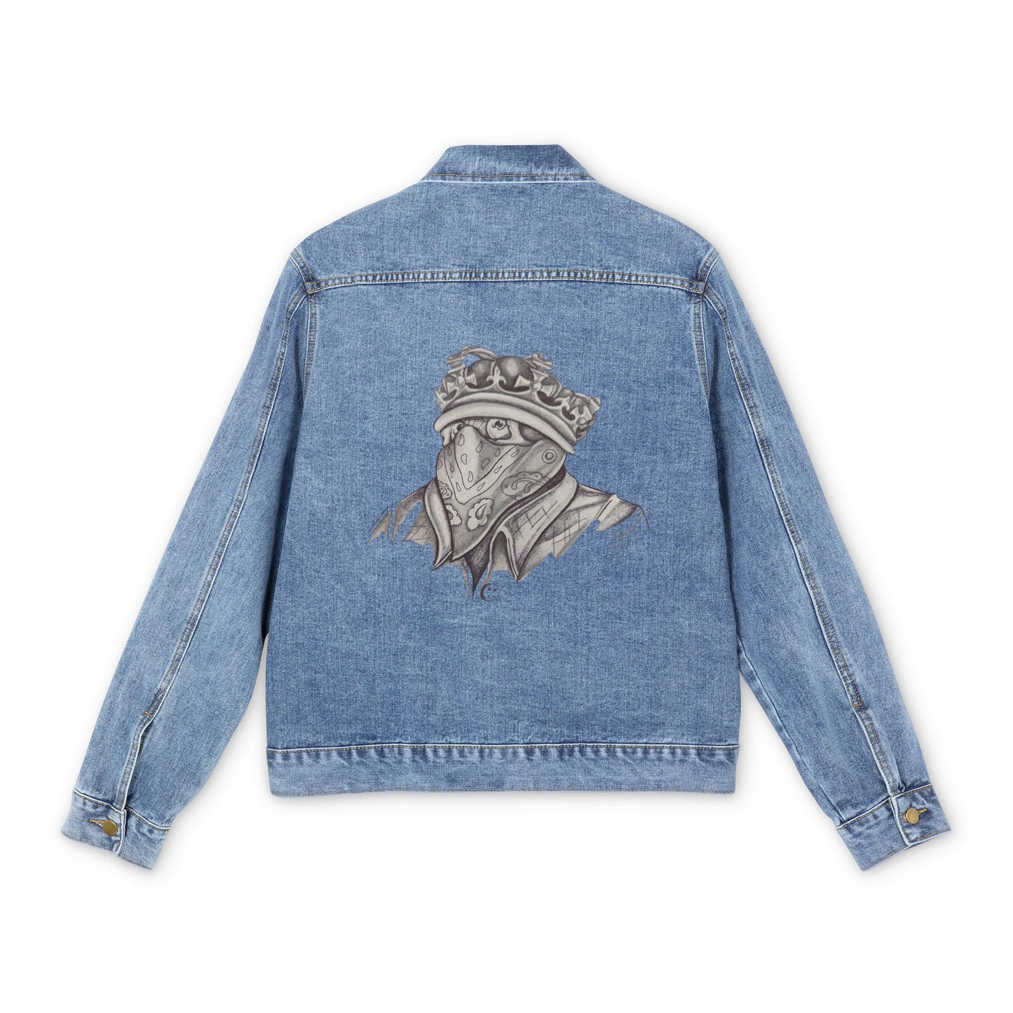Stylish Men's Denim Jacket with Unique Graphic Design