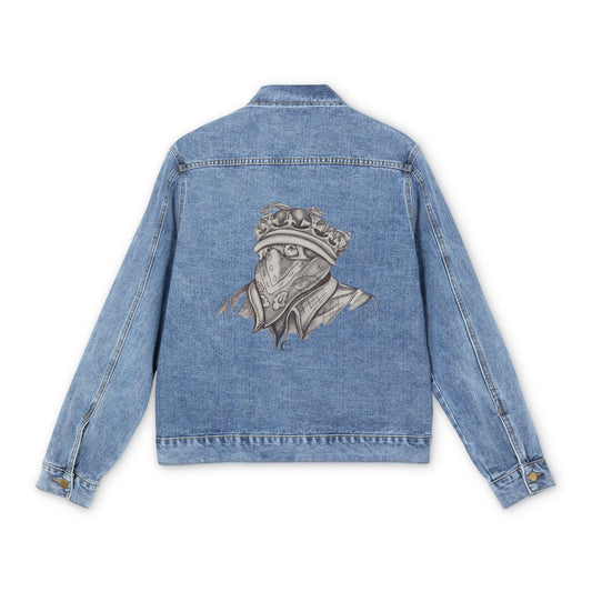 Stylish Men's Denim Jacket with Unique Graphic Design