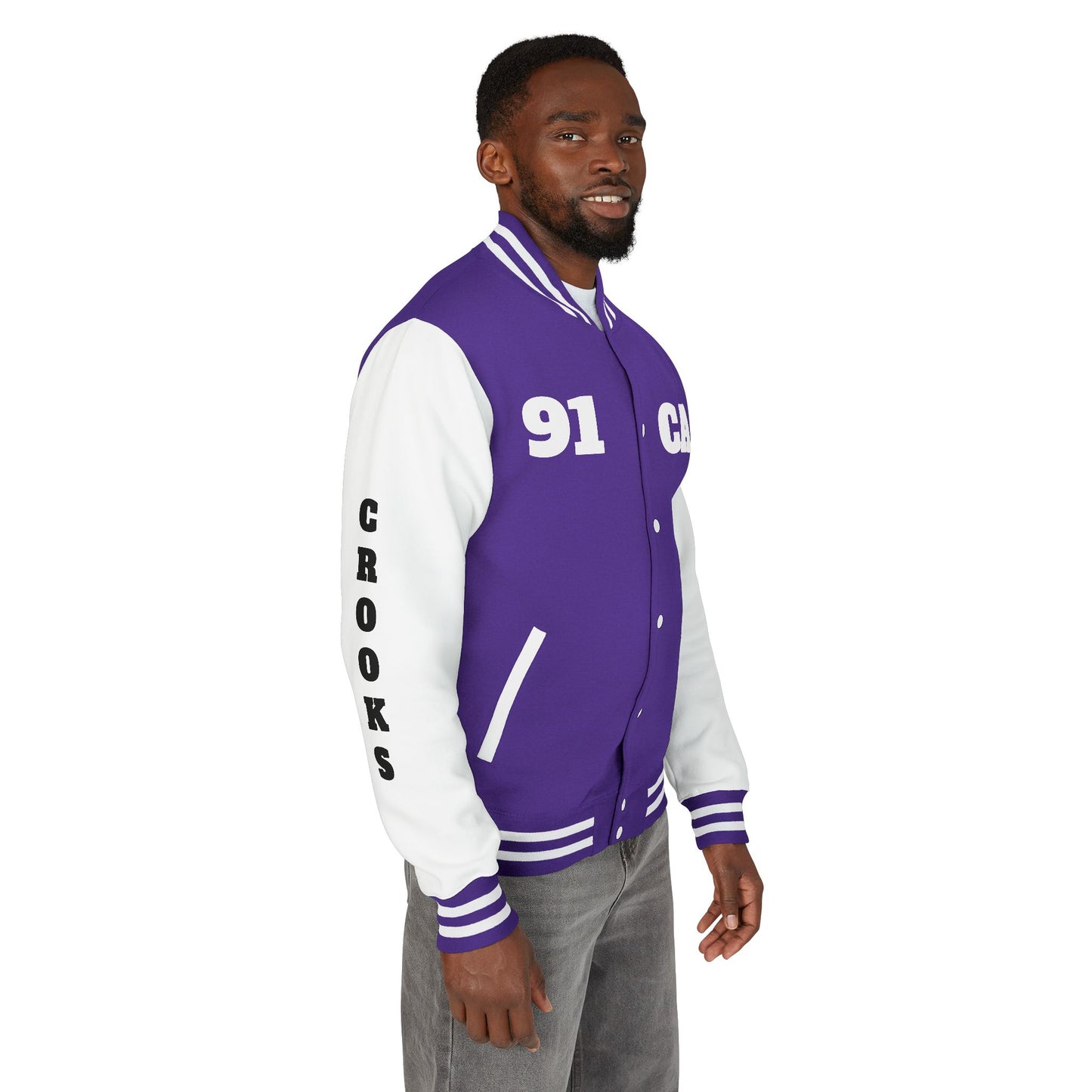 Unisex Heavyweight Letterman Jacket with Crown Design