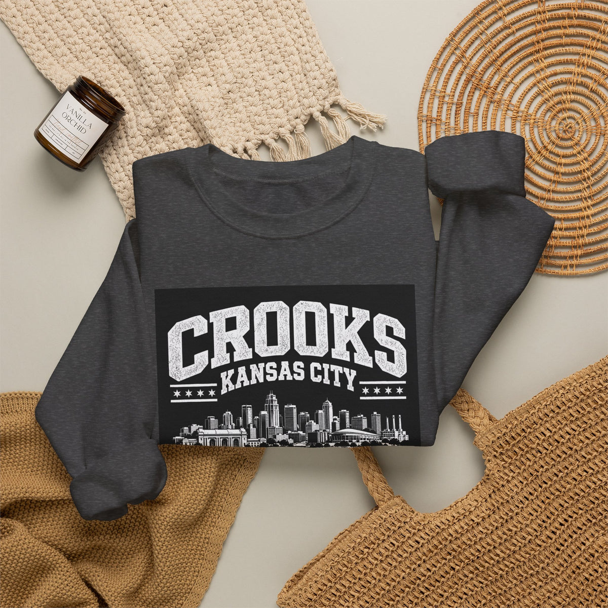 Crooks Kansas City Skyline Crewneck Sweatshirt — Retro Cityscape Pullover