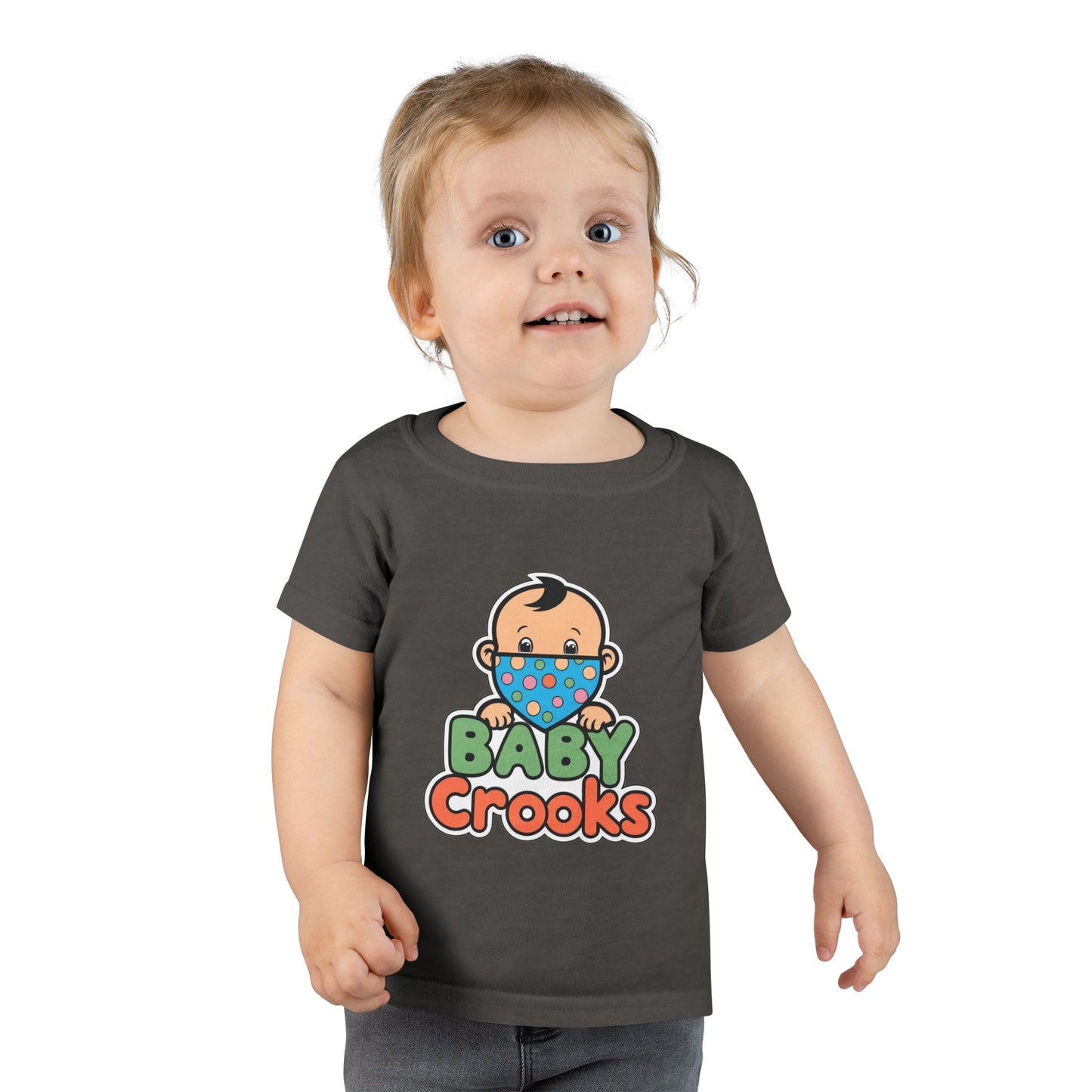 Toddler T-Shirt — "Baby Crooks" Cute Masked Baby Graphic Tee for Kids