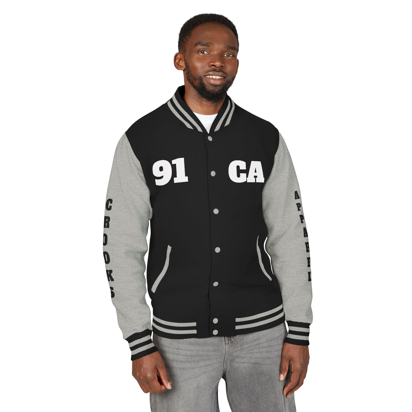 Unisex Heavyweight Letterman Jacket with Crown Design
