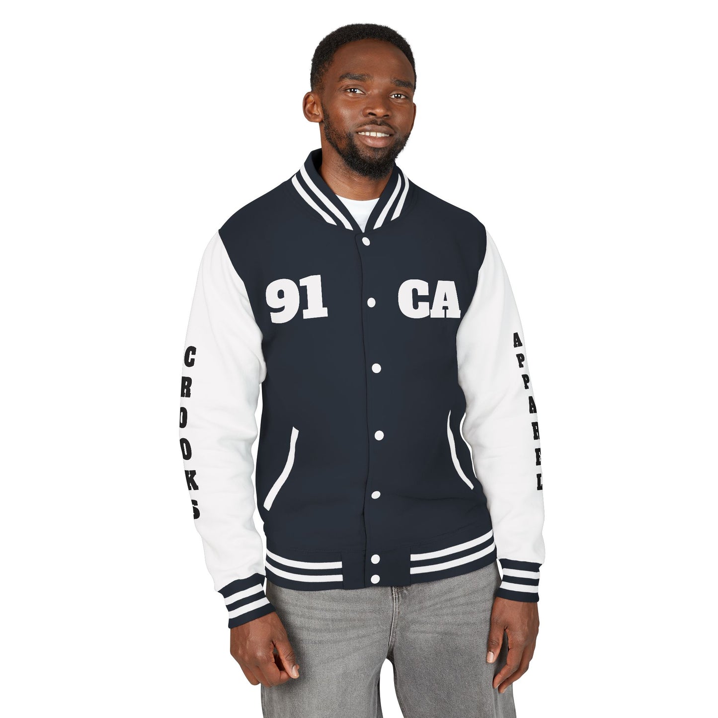 Unisex Heavyweight Letterman Jacket with Crown Design