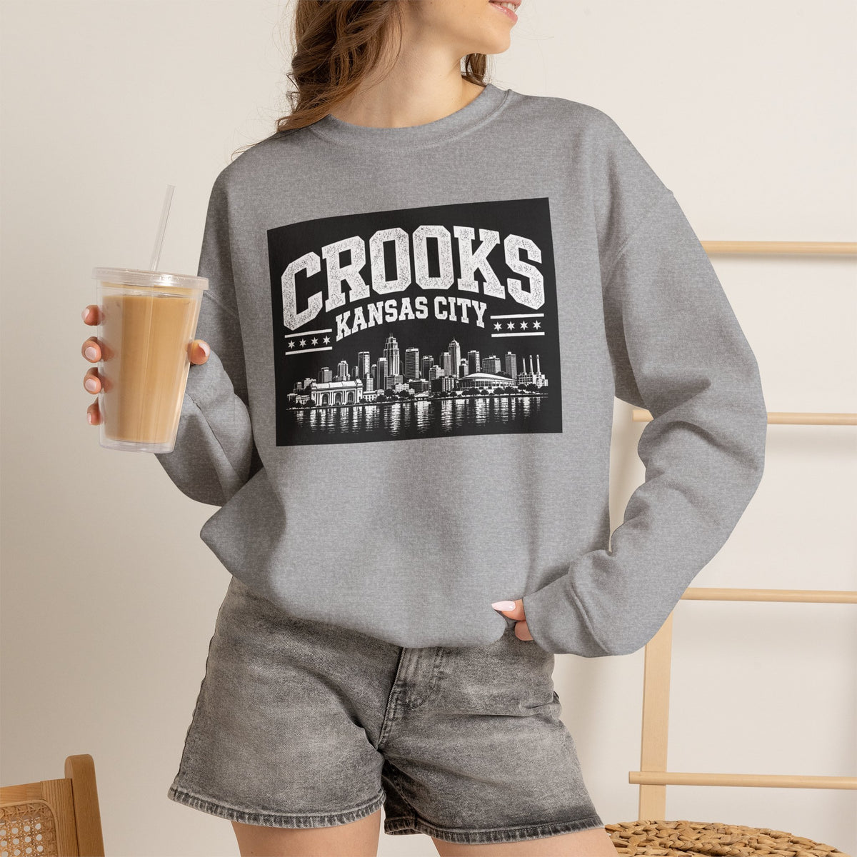 Crooks Kansas City Skyline Crewneck Sweatshirt — Retro Cityscape Pullover
