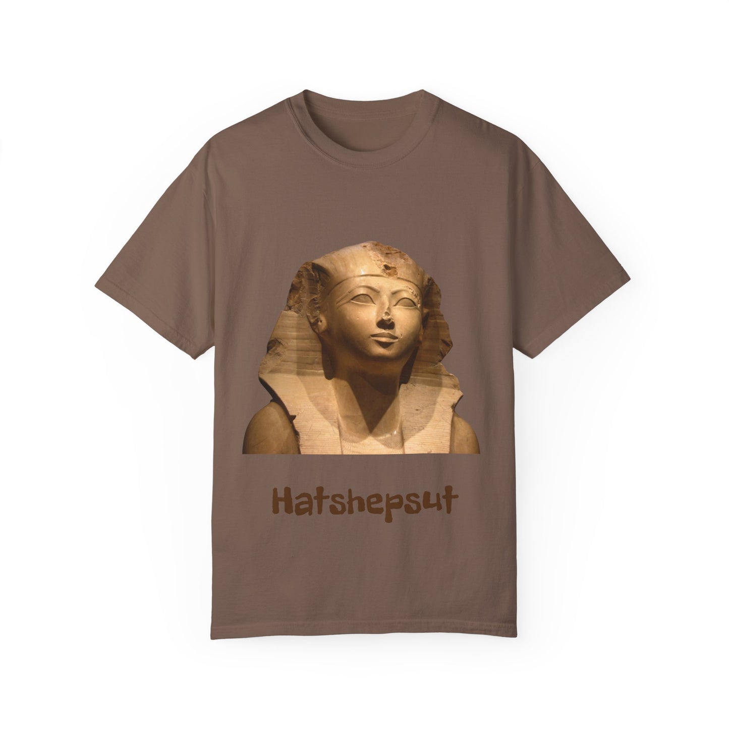 Hatshepsut T-shirt, honoring the powerful female pharaoh with regal design