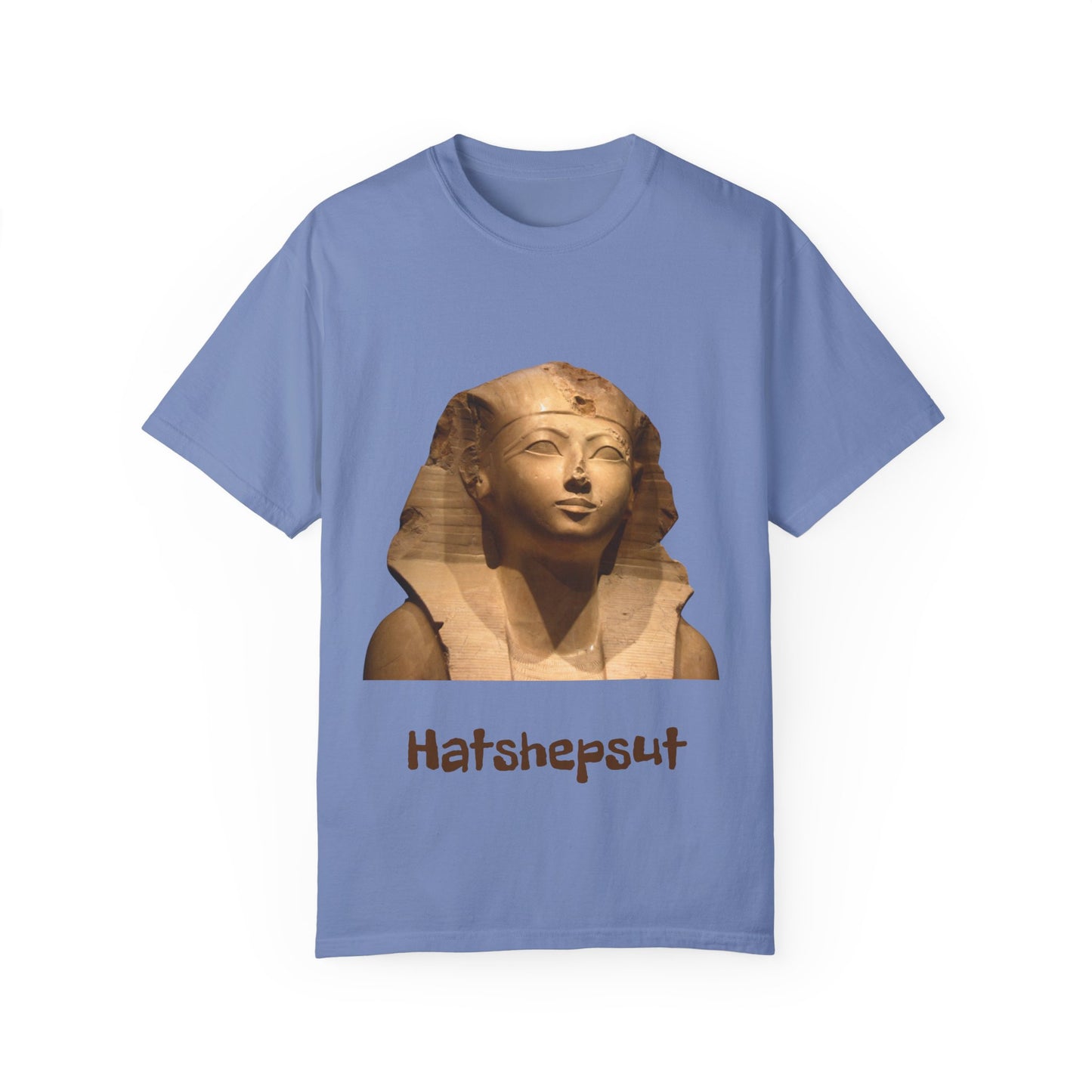 Hatshepsut T-shirt, honoring the powerful female pharaoh with regal design