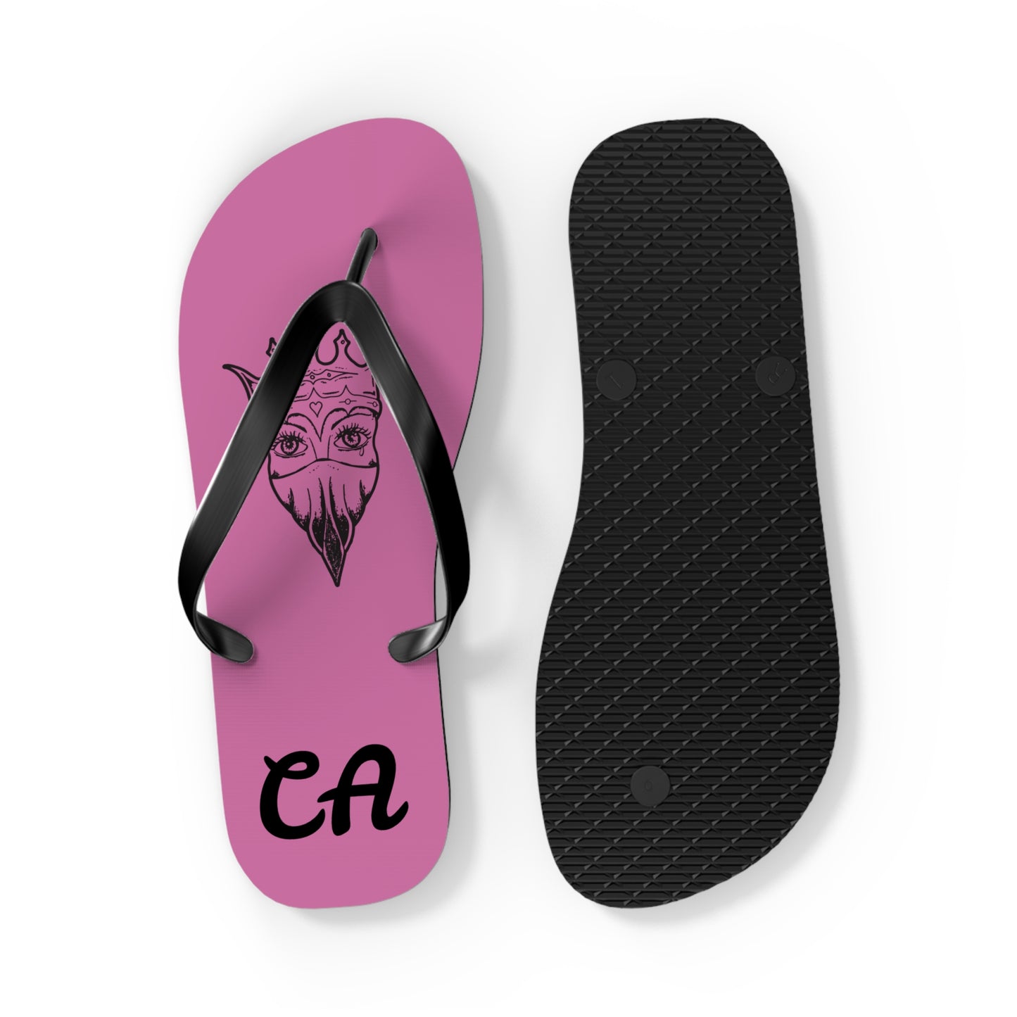 Pink CA Graphic Flip Flops, Summer Beach Footwear