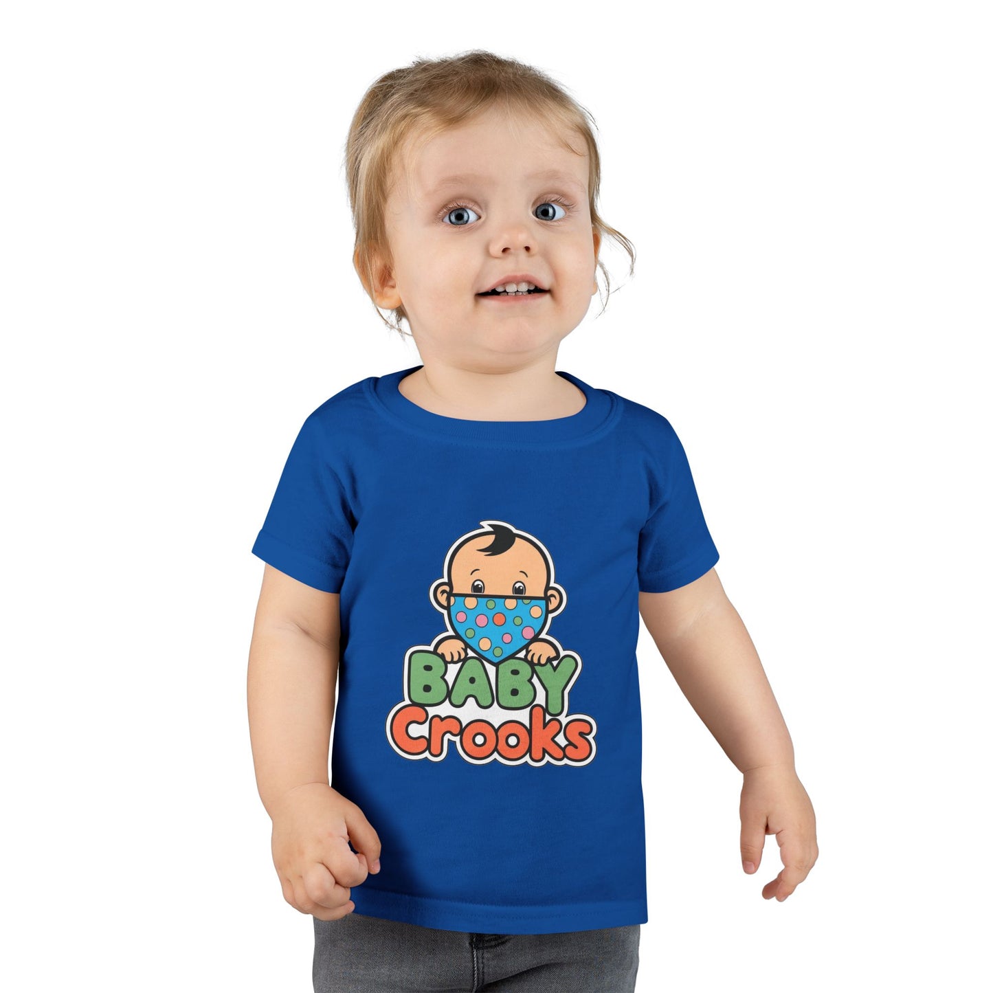 Toddler T-Shirt — "Baby Crooks" Cute Masked Baby Graphic Tee for Kids