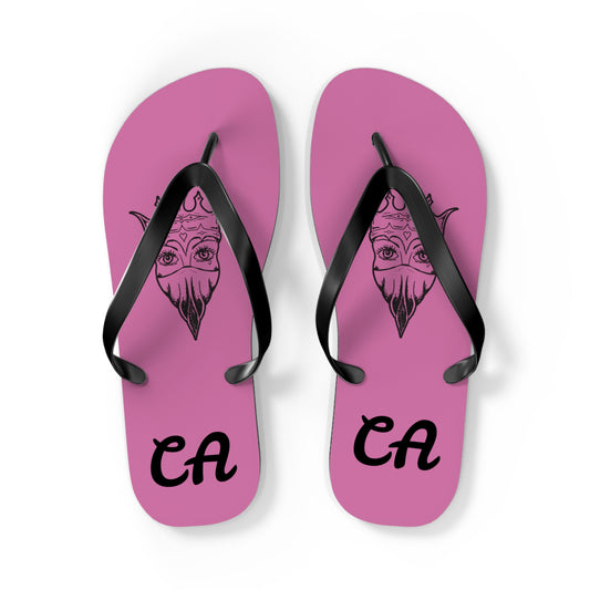 Pink CA Graphic Flip Flops, Summer Beach Footwear