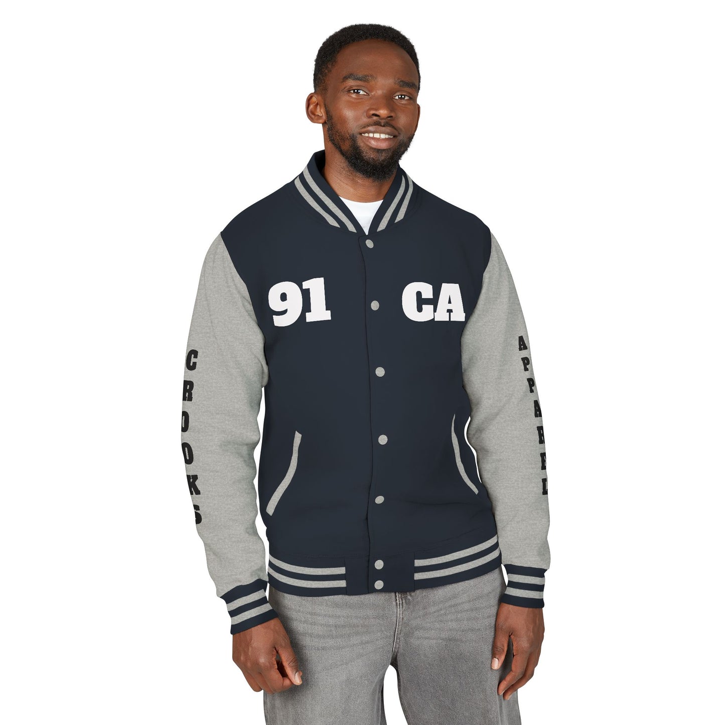 Unisex Heavyweight Letterman Jacket with Crown Design