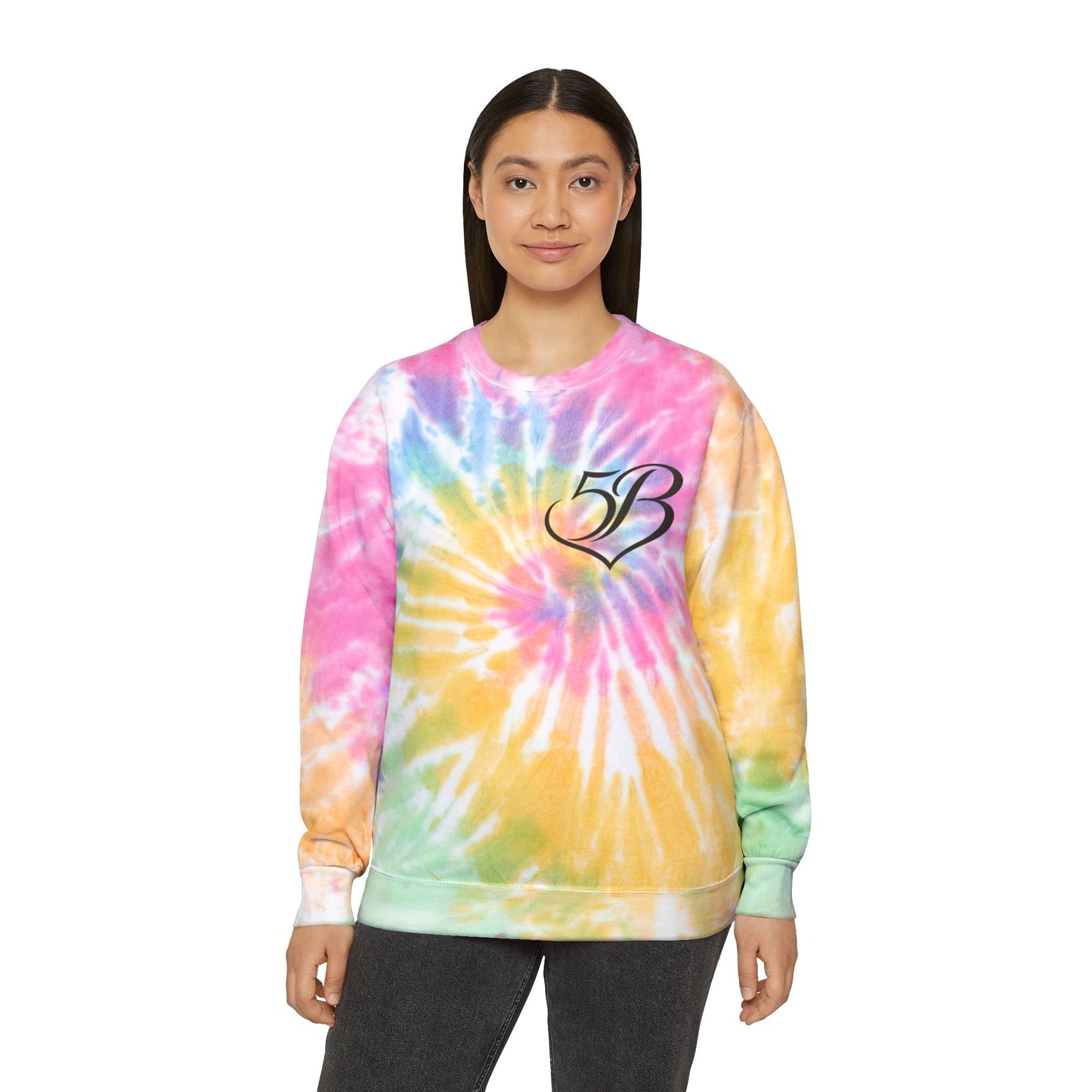 Blue Tie-Dye Sweatshirt with Script '5B' Logo