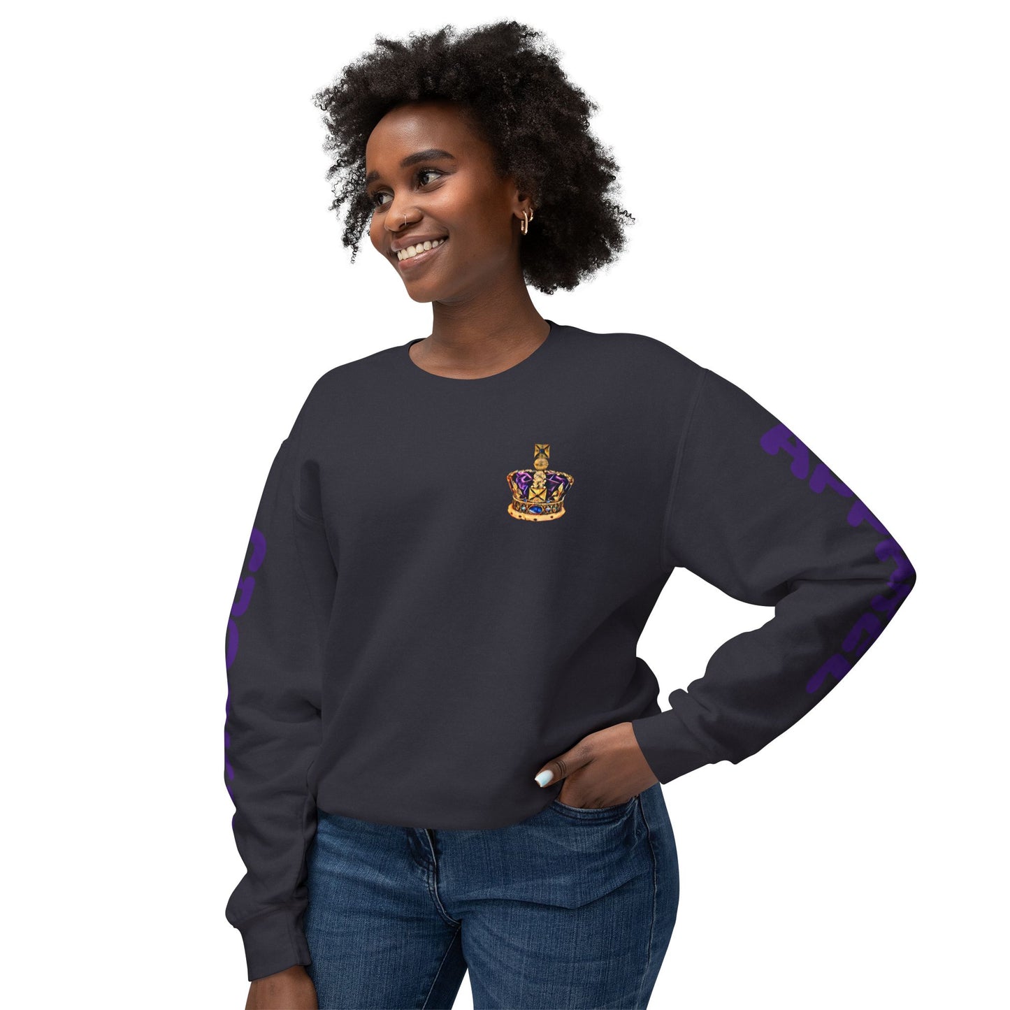 Cozy crewneck with unique graphics, perfect for a casual yet edgy look.