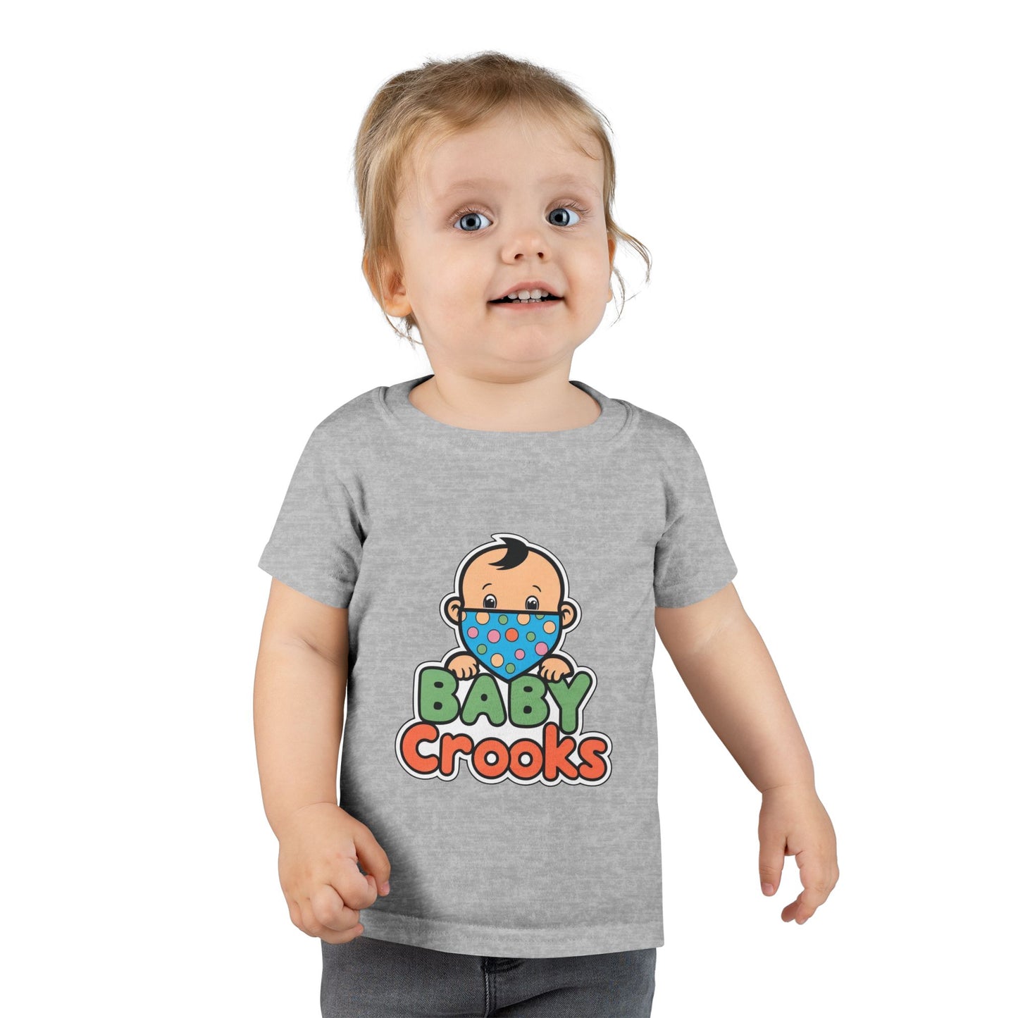 Toddler T-Shirt — "Baby Crooks" Cute Masked Baby Graphic Tee for Kids