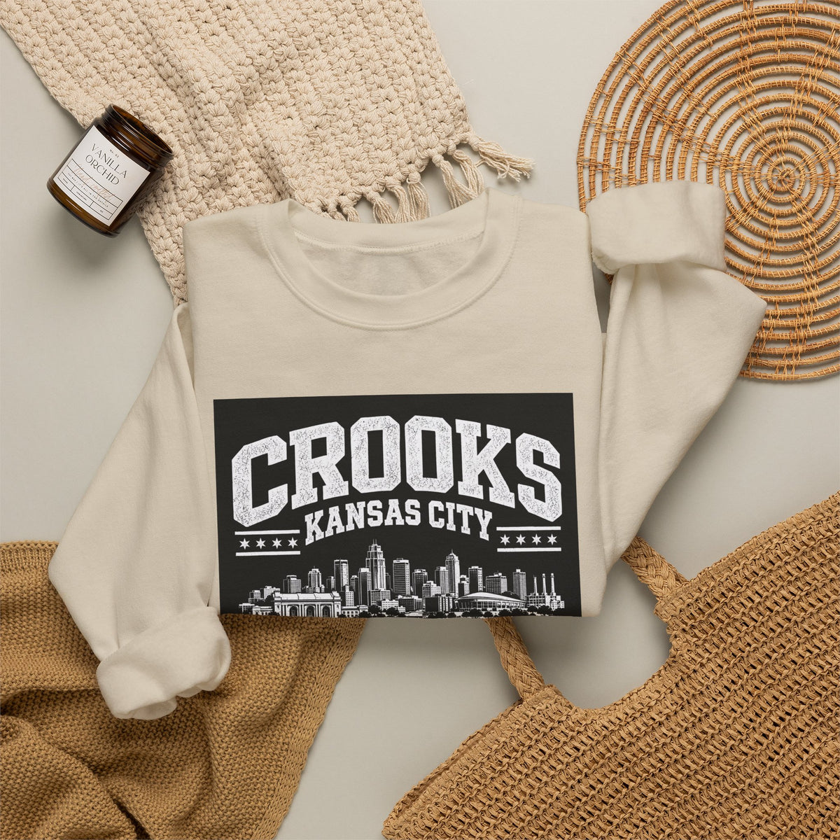 Crooks Kansas City Skyline Crewneck Sweatshirt — Retro Cityscape Pullover