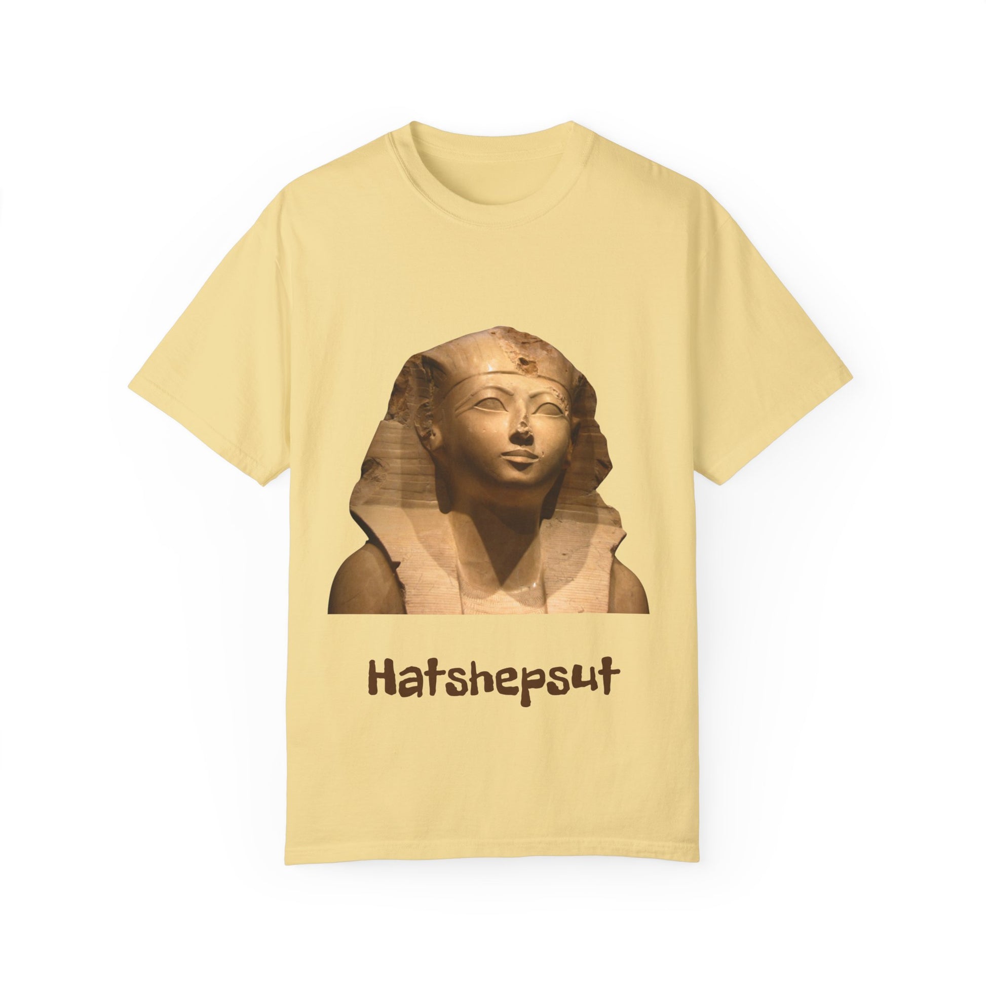 Hatshepsut T-shirt, honoring the powerful female pharaoh with regal design