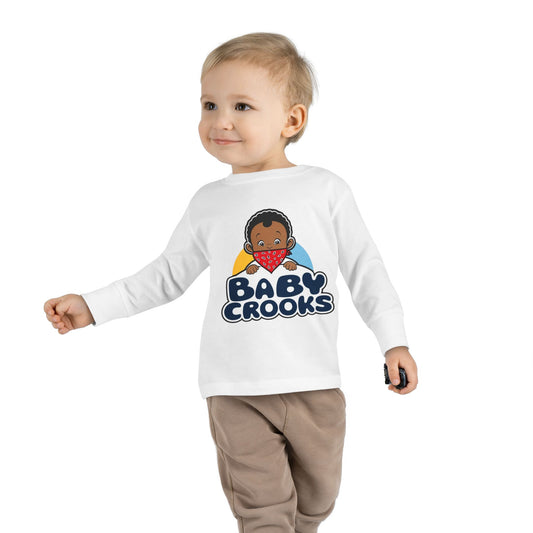 Baby Crooks Toddler Long Sleeve Tee — Cute Bandana Baby Graphic Shirt for Toddlers