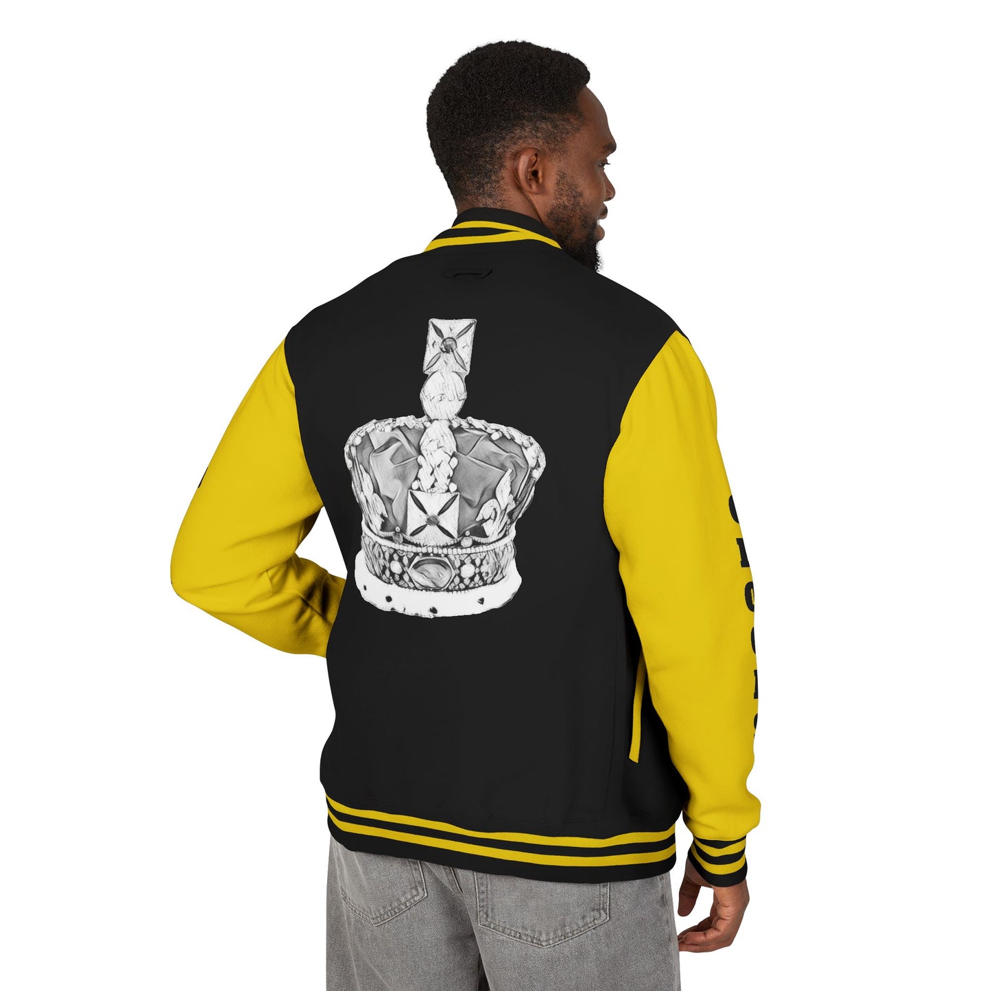 Unisex Heavyweight Letterman Jacket with Crown Design