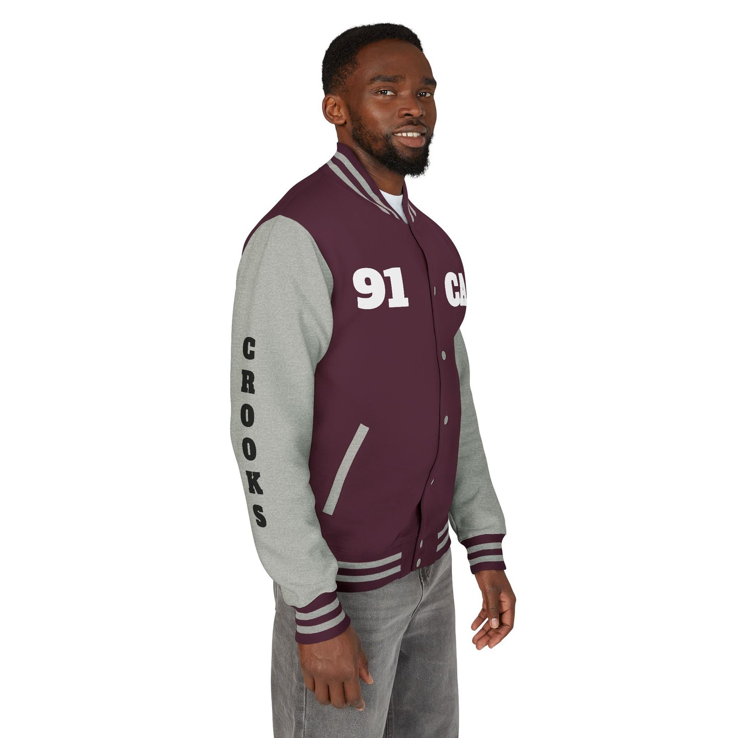 Unisex Heavyweight Letterman Jacket with Crown Design