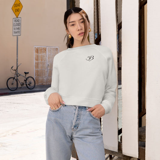 Cropped Fleece Pullover — Minimal Script Heart Chest Logo