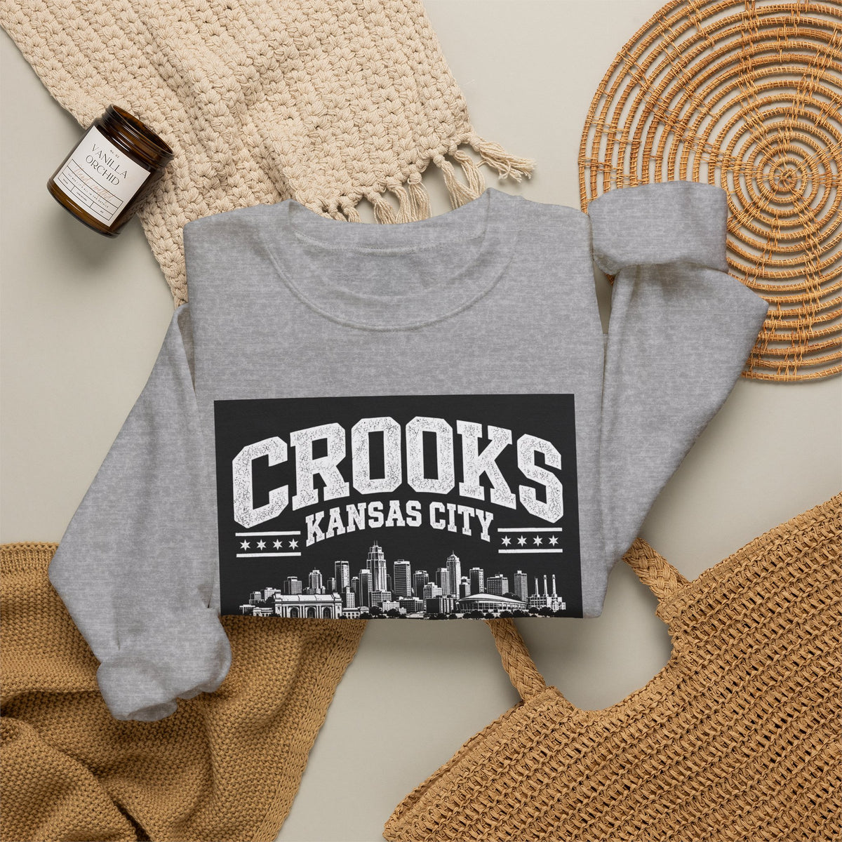 Crooks Kansas City Skyline Crewneck Sweatshirt — Retro Cityscape Pullover