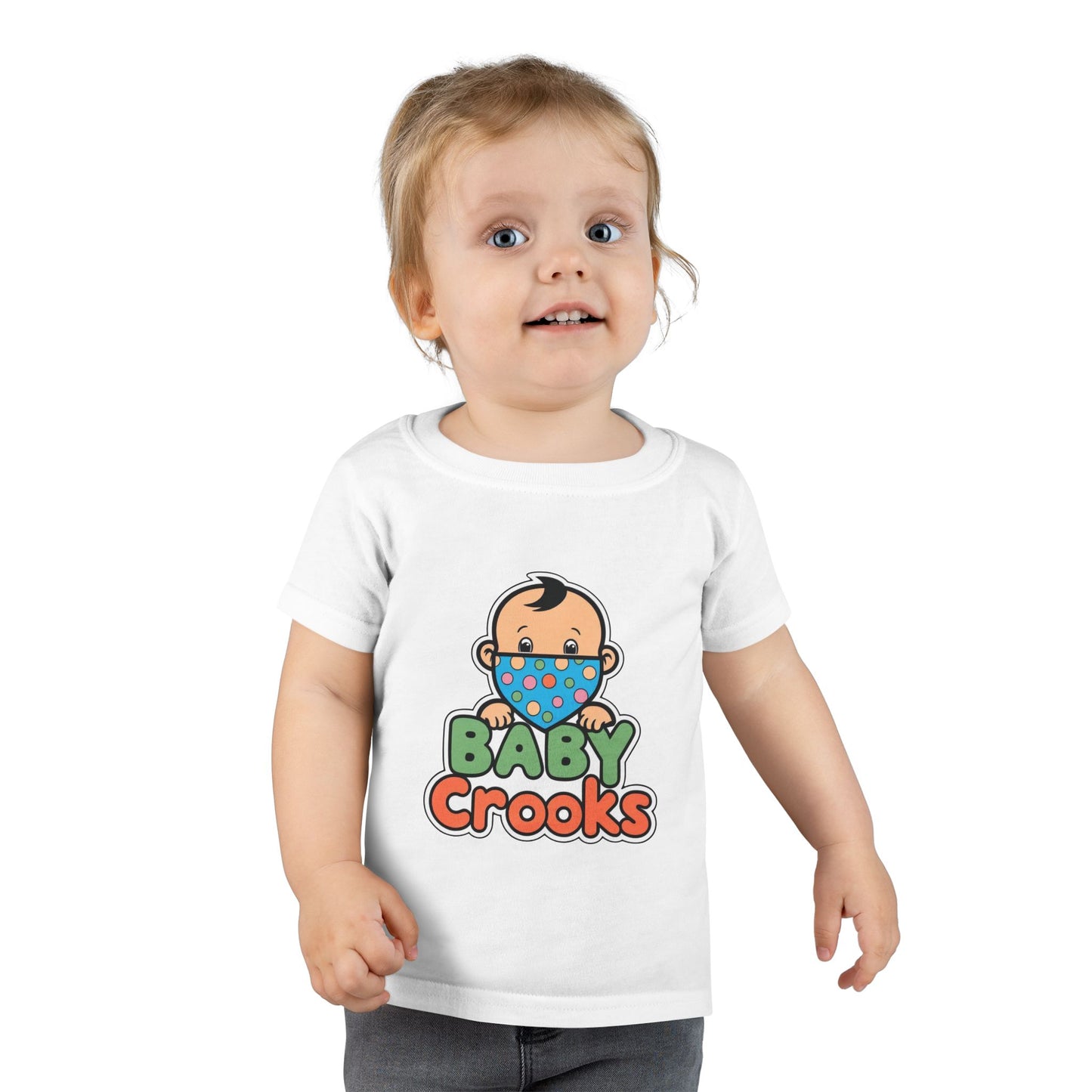 Toddler T-Shirt — "Baby Crooks" Cute Masked Baby Graphic Tee for Kids