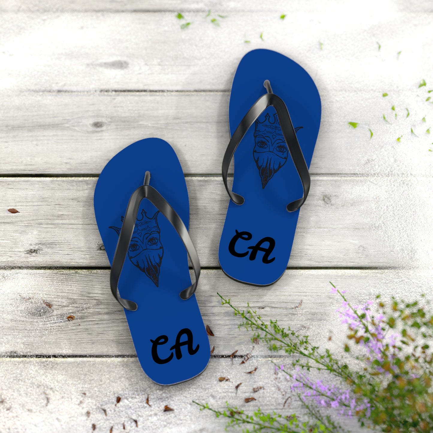 Blue Graphic Flip Flops