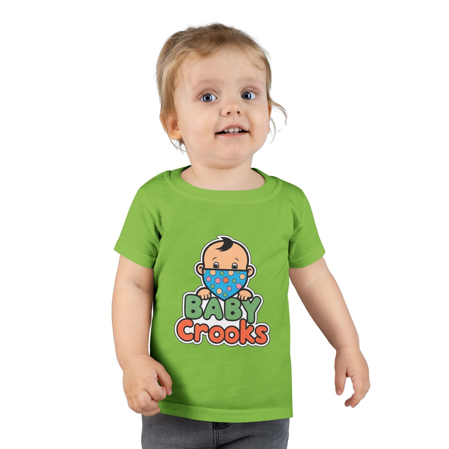 Toddler T-Shirt — "Baby Crooks" Cute Masked Baby Graphic Tee for Kids