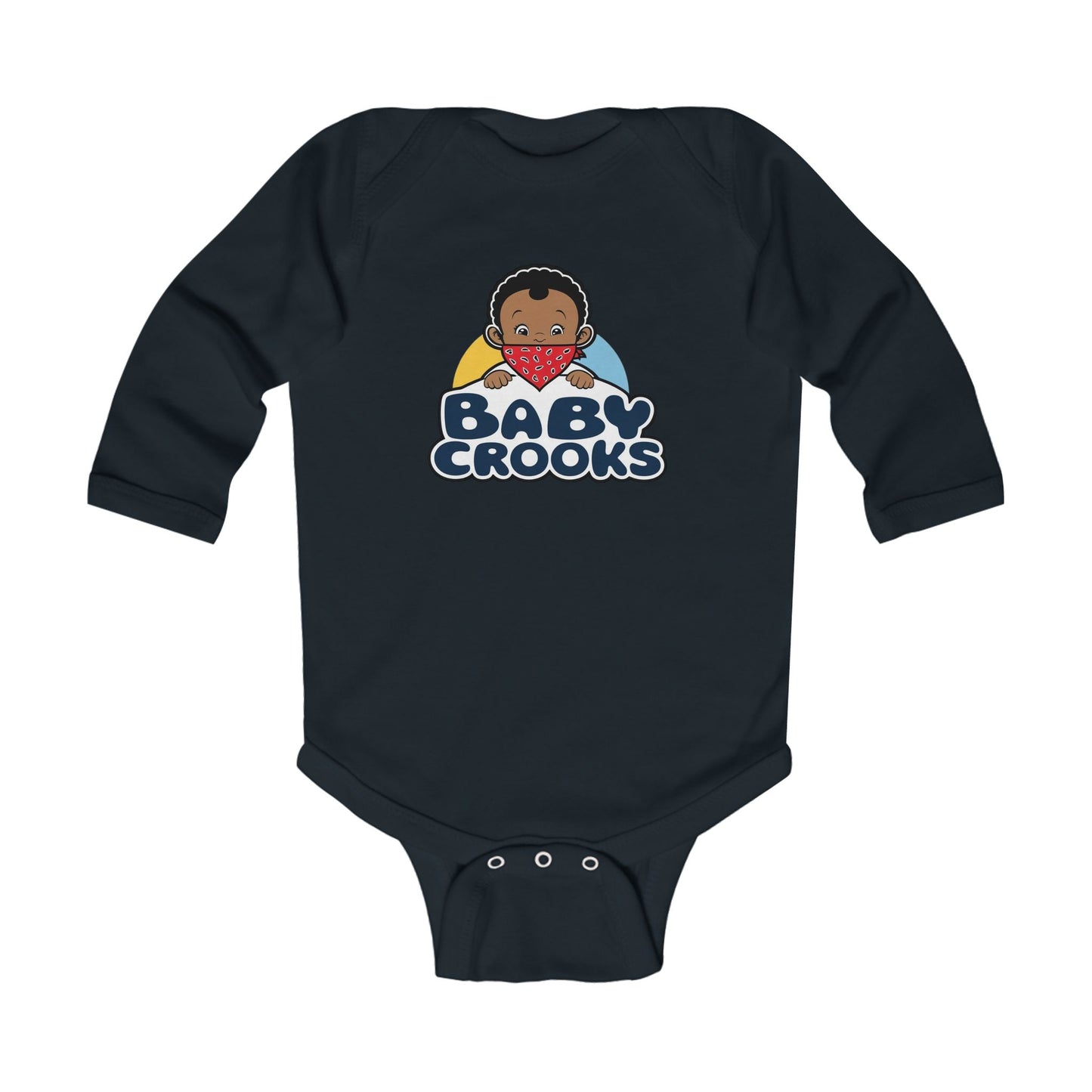 Baby Crooks Infant Long Sleeve Bodysuit — Cute Bandana Baby Graphic Onesie