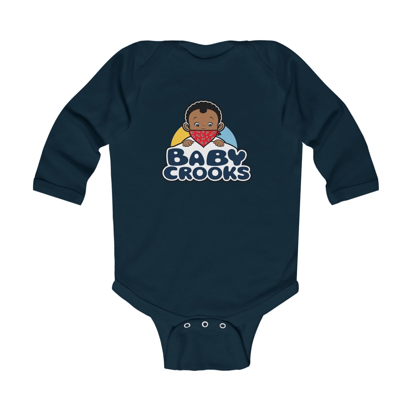 Baby Crooks Infant Long Sleeve Bodysuit — Cute Bandana Baby Graphic Onesie